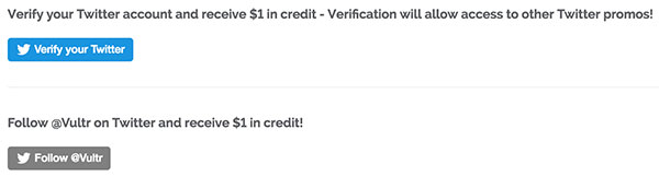 Vultr关联Twitter账户可以免费获取1美元