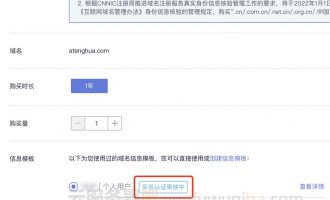 华为云域名信息模板实名认证审核中可以注册域名吗？