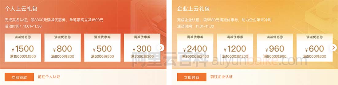 2022阿里云双十一代金券领取