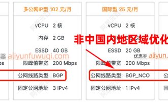 公网线路类型BGP_NCO：阿里云非中国优化的BGP网络线路