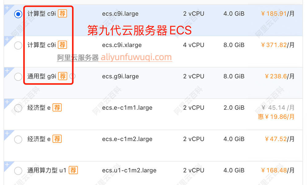 阿里云第九代ECS云服务器c9i、g9i实例