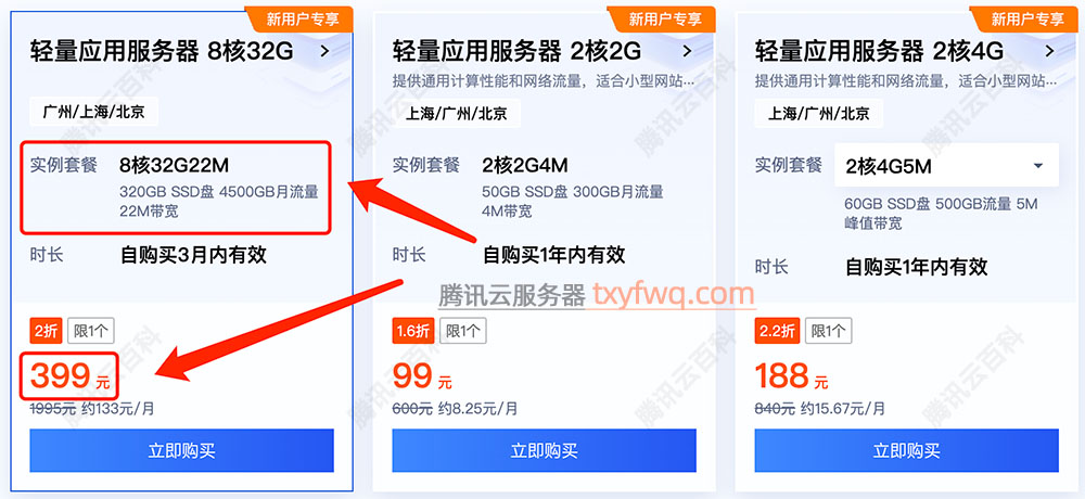 腾讯云轻量应用服务器8核32G22M带宽