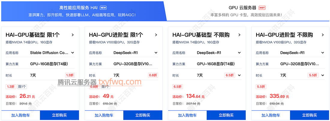 腾讯云HAI-GPU算力收费价格