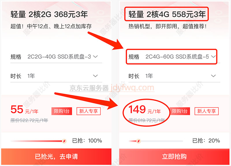京东云2核4G服务器优惠价格