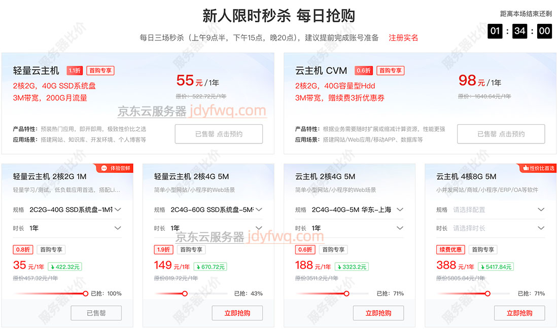 京东云服务器最新优惠价格