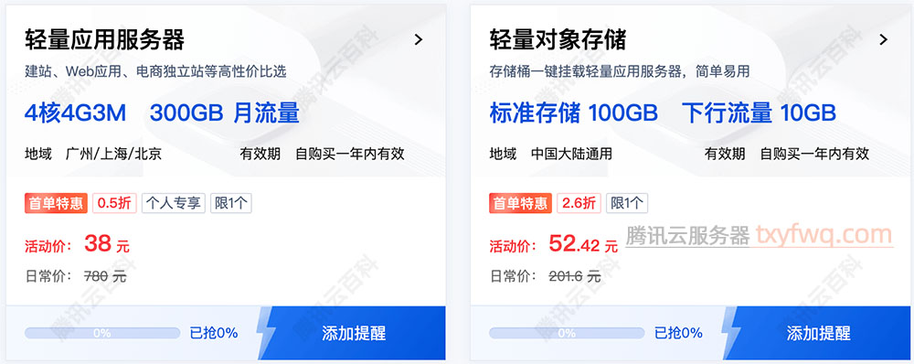 腾讯云轻量对象存储优惠价格