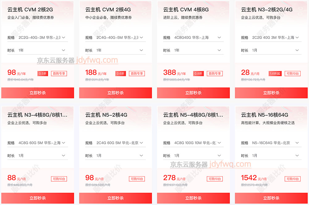 京东云CVM云主机租赁优惠价格