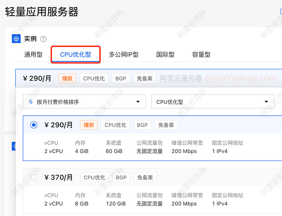 阿里云轻量应用服务器CPU优化型