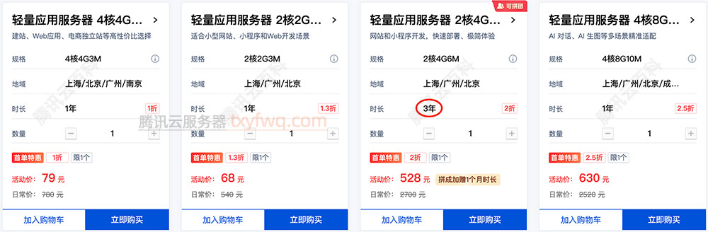 腾讯云轻量应用服务器新用户优惠价格