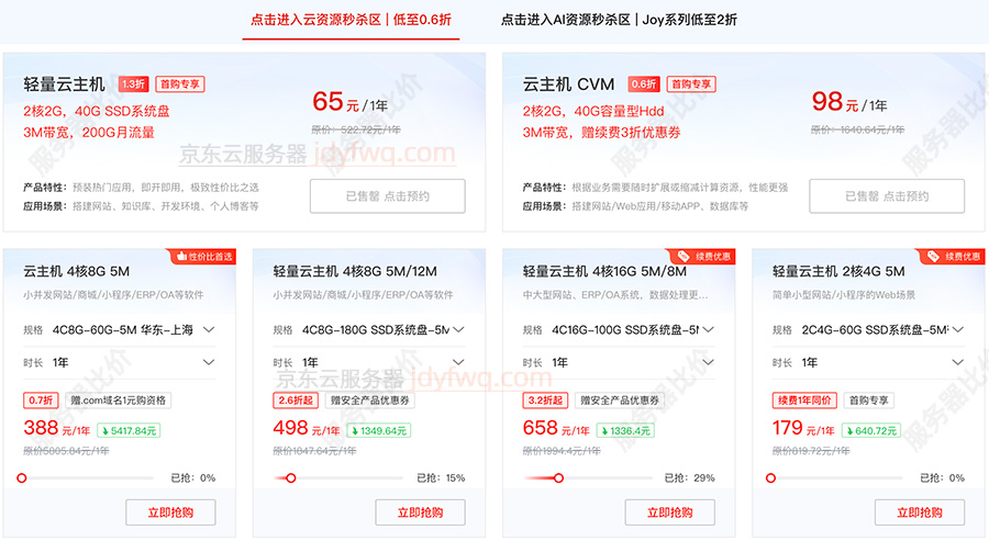 京东云服务器租赁优惠价格
