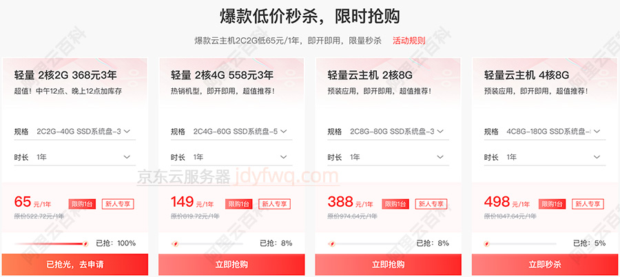 京东云轻量云主机优惠价格