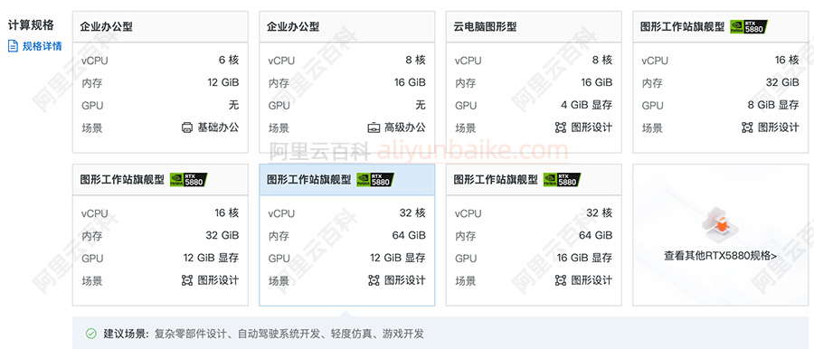阿里云无影云电脑计算规格