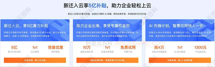 阿里云企业用户上云优惠补贴