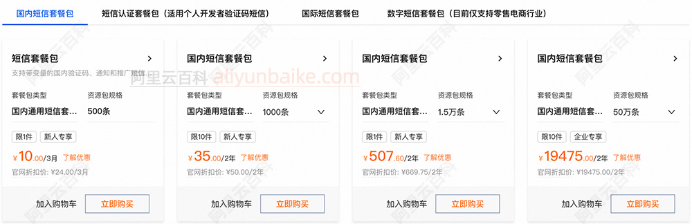 阿里云短信收费价格