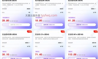 天翼云服务器价格：2核2G/2核4G/4核8G/8核16G等配置报价单